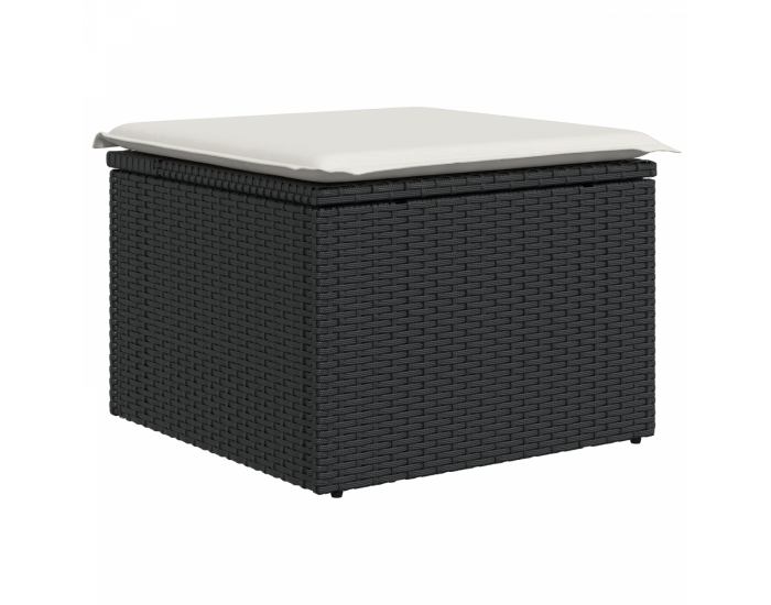 Комплект градински дивани с възглавници 7 части черен поли ратан акация