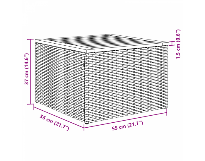 Sonata H Комплект от 6 части градински диван с възглавници черен поли ратан акация