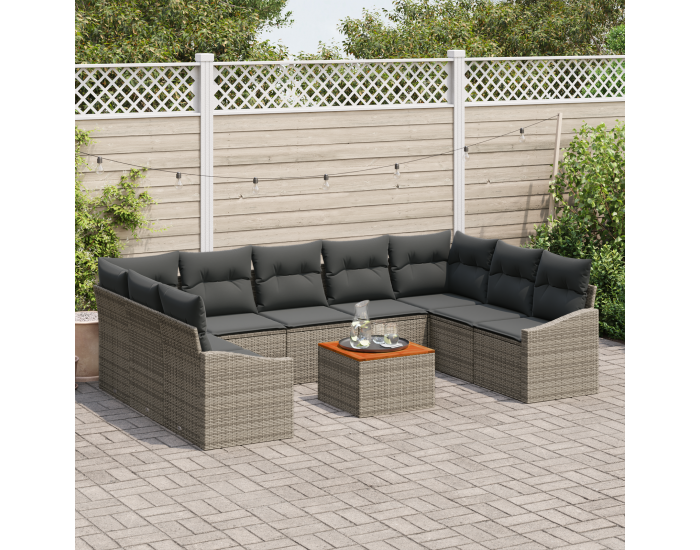 Sonata H 10 Частен комплект за градински диван с възглавници Сиво Поли Ратан