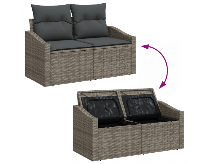 Sonata H 10 Частен комплект за градински диван с възглавници Сиво Поли Ратан