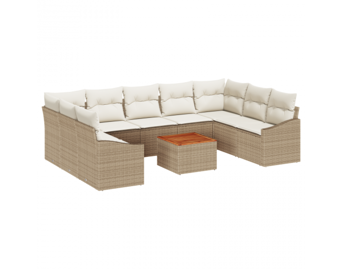 Sonata H 10 Частен Градински Диван Комплект с Възглавници Бежов Полиратан Асациа