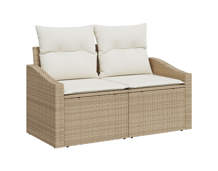 Sonata H 10 Частен Градински Диван Комплект с Възглавници Бежов Полиратан Асациа