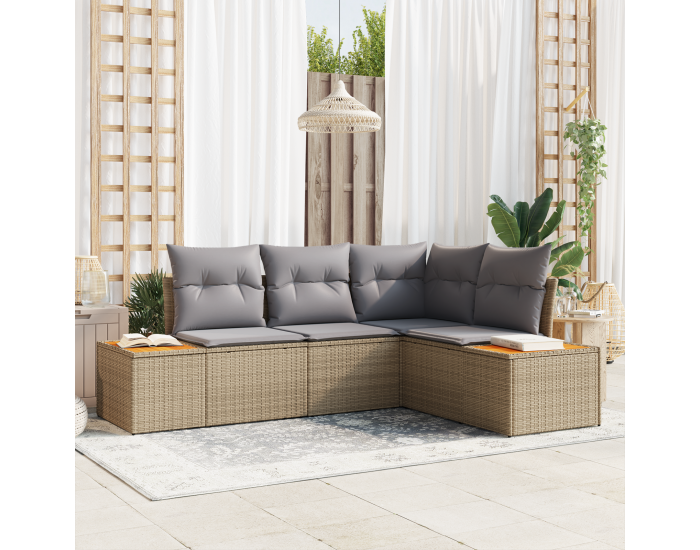 Sonata H 4 Частен Градински Диван Комплект С Възглавници Бежов Полиратакова Устойчивост