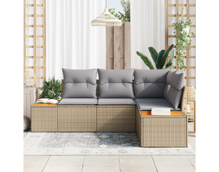 Sonata H 4 Частен Градински Диван Комплект С Възглавници Бежов Полиратакова Устойчивост