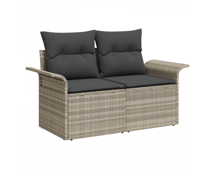 7 части градински диван комплект с възглавници светлосив