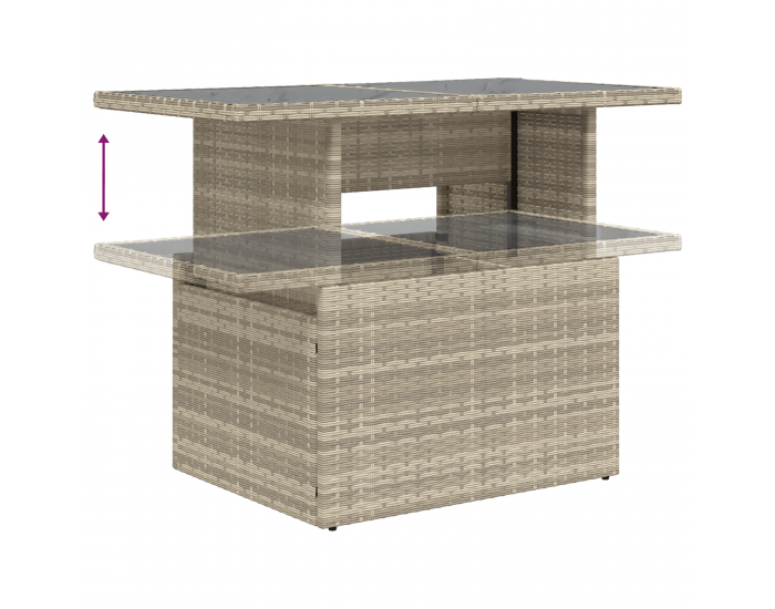 7 части градински диван комплект с възглавници светлосив