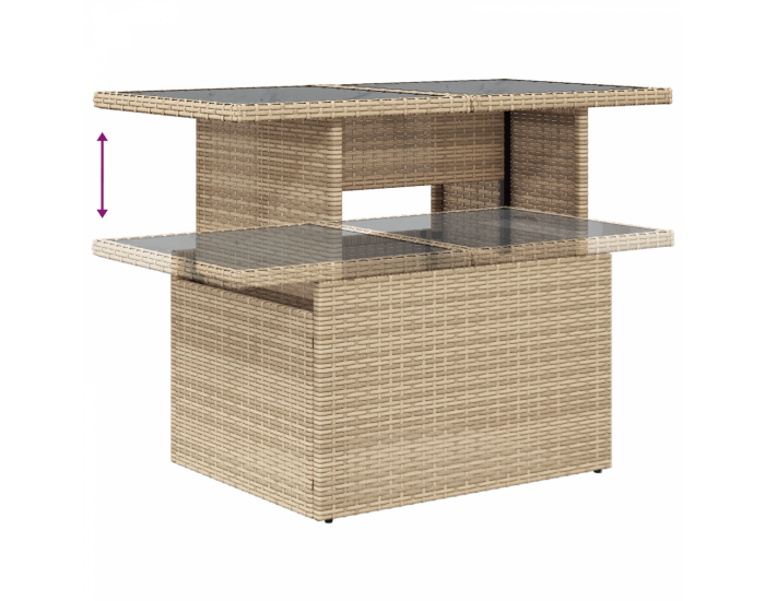 Комплект от 8 части градински диван с възглавници Бежов Полирано ратан