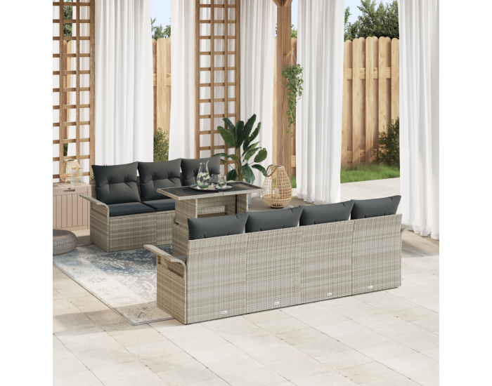 Комплект градински диван Sonata H с възглавници Светлосиво Полирата