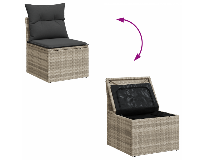 Комплект градински диван Sonata H с възглавници Светлосиво Полирата