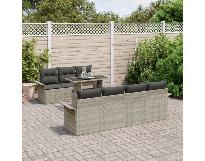 Комплект градински диван Sonata H с възглавници Светлосиво Полирата