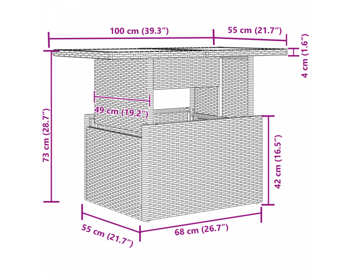 градински диван комплект Sonata H 5 части с възглавници sive poli ратан