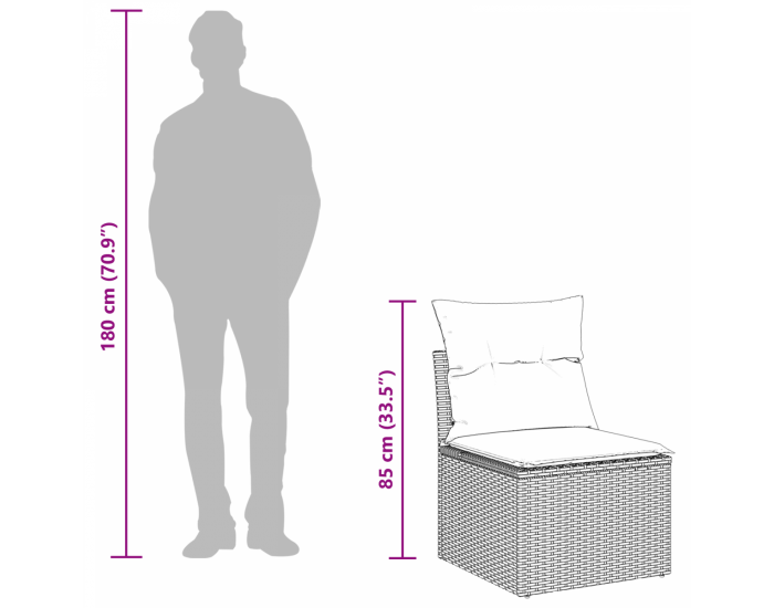 Sonata H комплект от 6 части градински диван с възглавници Бежов Полиратан