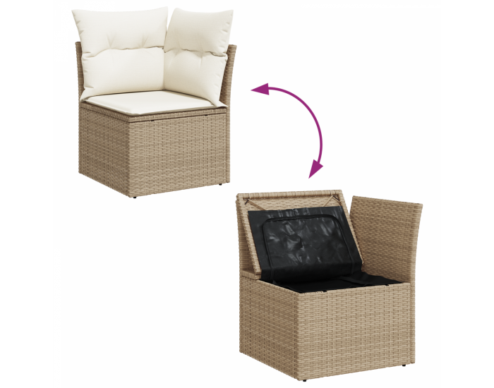 Sonata H комплект от 6 части градински диван с възглавници Бежов Полиратан