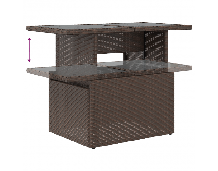 Комплект градински диван Sonata H с 9 части с възглавници кафяв полиратан
