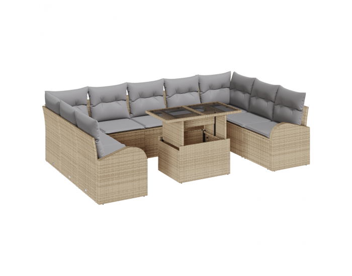 Sonata H 10 частен градински диван комплект с възглавници бежово поли ратан