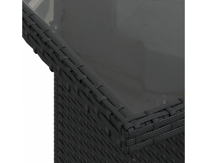 Sonata H Комплект от 5 части градински диван с възглавници Черен Полиратан