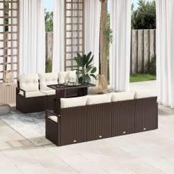 Комплект Garden Sofa с 8 части с възглавници Кафяв ратан - Комплекти за външни условия