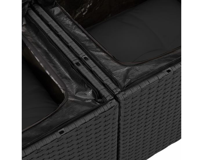 Комплект Градински Диван Sonata H с Възглавници Черен Поли Ратан