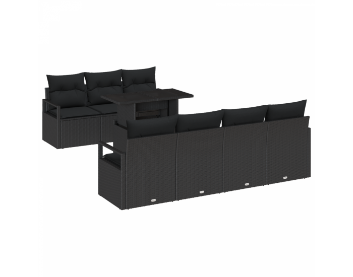 Комплект Градински Диван Sonata H с Възглавници Черен Поли Ратан