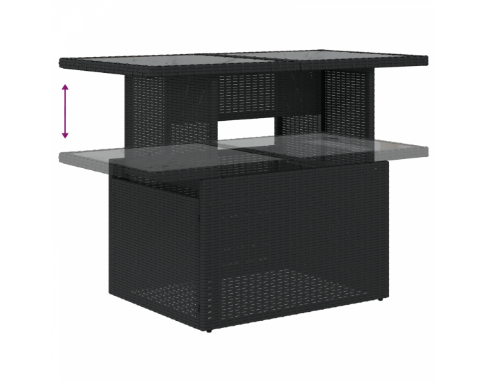 Комплект Градински Диван Sonata H с Възглавници Черен Поли Ратан