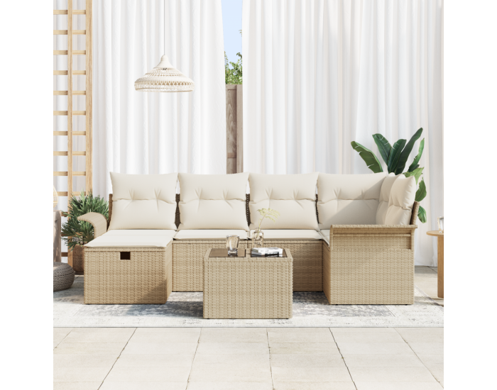 Комплект градински диван Sonata H с възглавници бежов поликратон