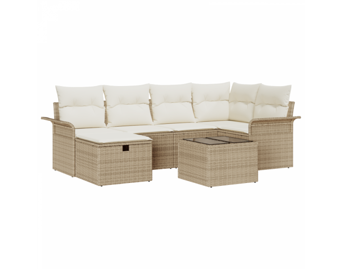Комплект градински диван Sonata H с възглавници бежов поликратон