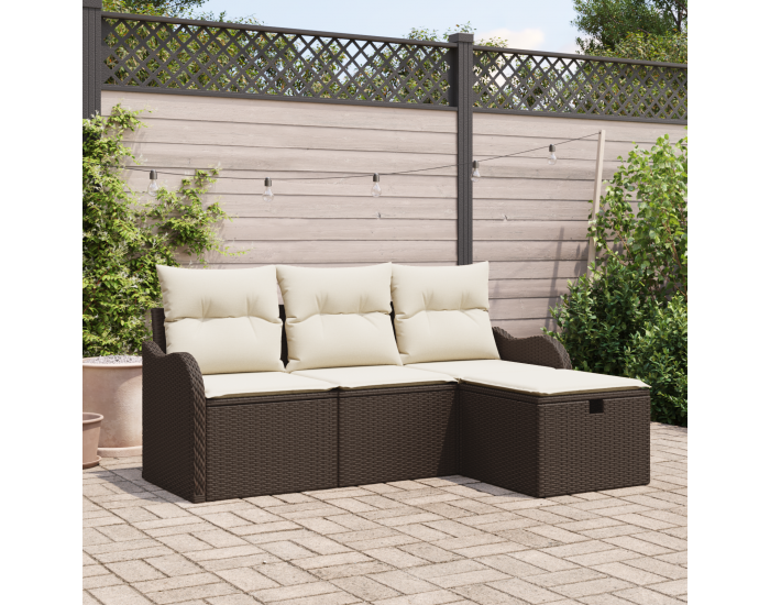 Sonata H 4 части комплект градински диван с възглавници кафяв полиратан