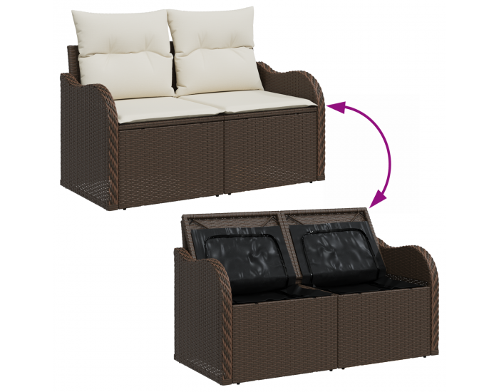 Sonata H 4 части комплект градински диван с възглавници кафяв полиратан