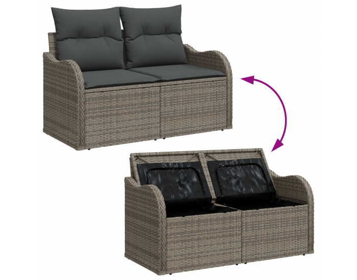 Sonata H 4 Piece Garden Sofa Set with Cushions Grey Poly Rattan