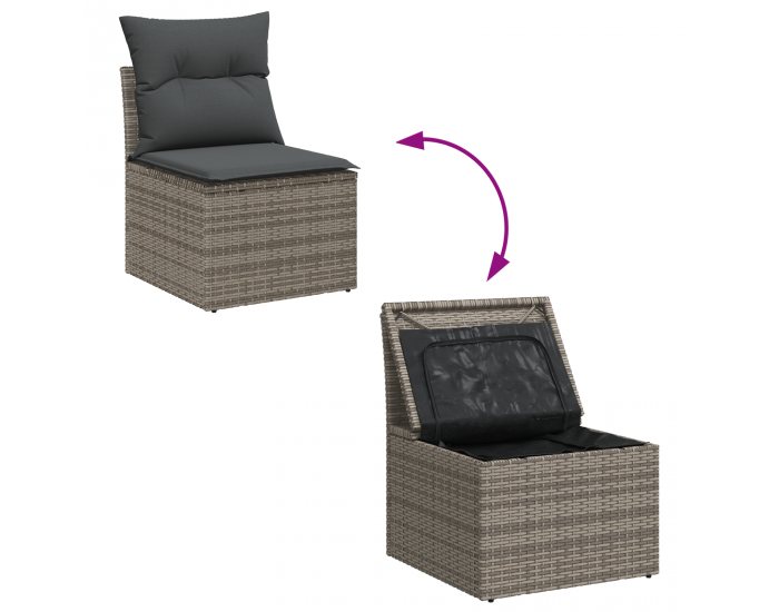 Sonata H 4 Piece Garden Sofa Set with Cushions Grey Poly Rattan