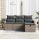 Sonata H 4 Piece Garden Sofa Set with Cushions Grey Poly Rattan