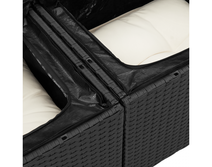 Sonata H 5 части градински диван комплект с възглавници черен полиестер