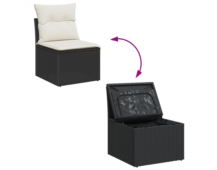 Sonata H 4 Частен комплект градински диван с възглавници Черен PE ратан