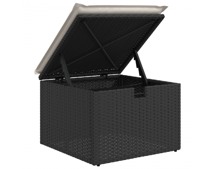 Sonata H 4 Частен комплект градински диван с възглавници Черен PE ратан