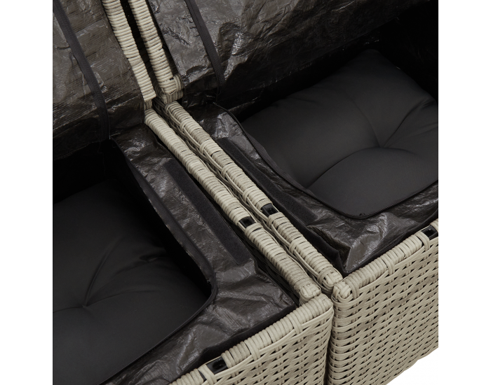 Sonata H 4 Частен комплект градински диван с възглавници Светлосиво Полирано ратан