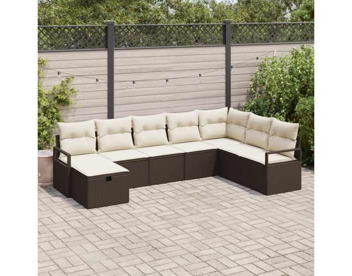 Комплект градински дивани Sonata H с възглавници Кафяв Полиратан