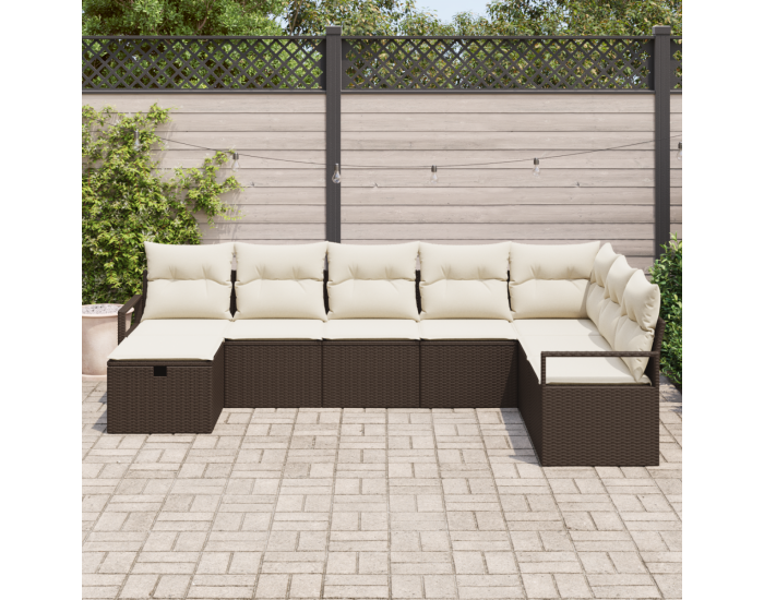 Комплект градински дивани Sonata H с възглавници Кафяв Полиратан