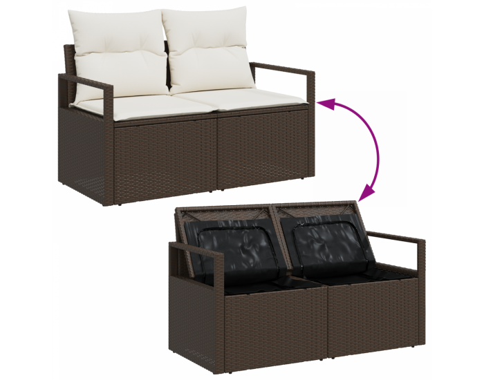 Комплект градински дивани Sonata H с възглавници Кафяв Полиратан