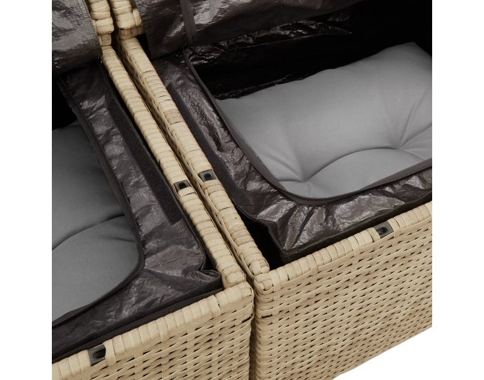 9 части градински диван Sonata H с възглавници Бежов Poly Rattan