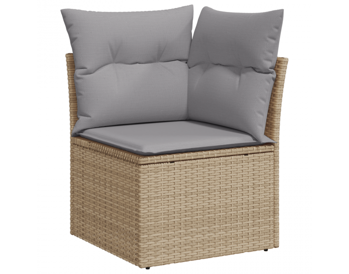 9 части градински диван Sonata H с възглавници Бежов Poly Rattan