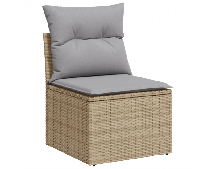 9 части градински диван Sonata H с възглавници Бежов Poly Rattan