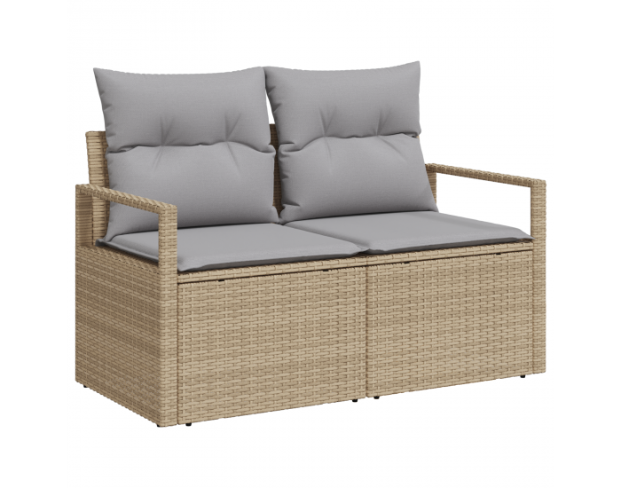 9 части градински диван Sonata H с възглавници Бежов Poly Rattan