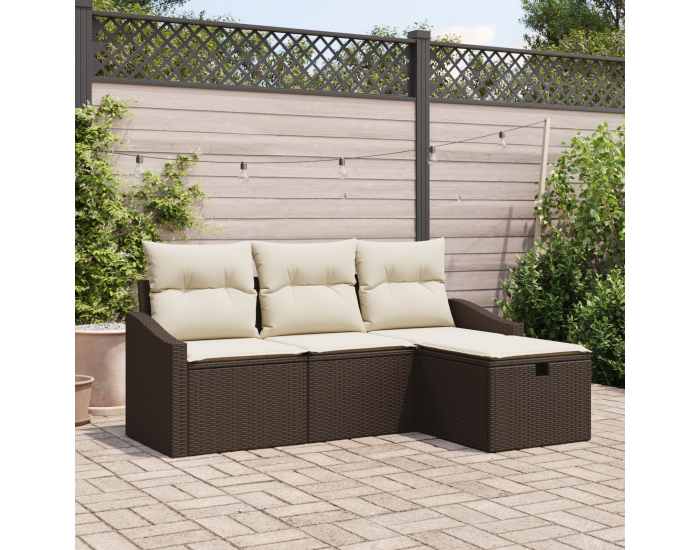 Sonata H 4 части комплект градински дивани с възглавници кафяв полиратан
