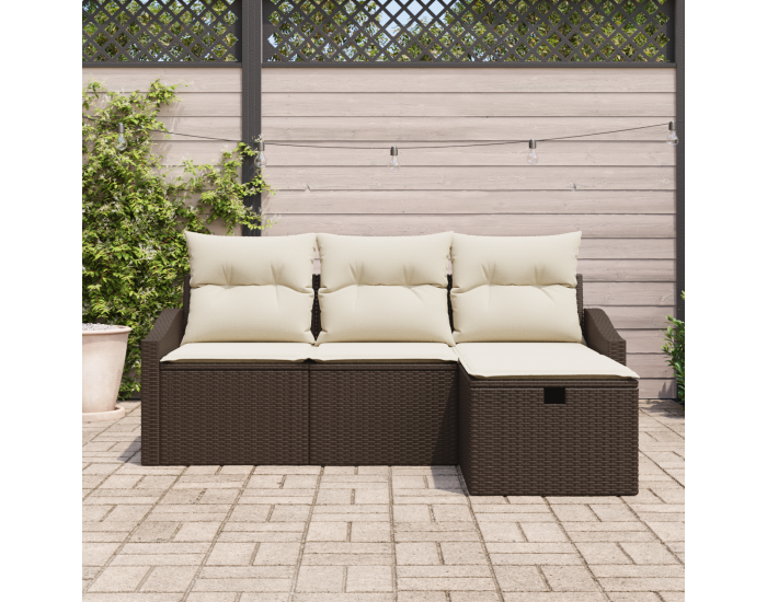 Sonata H 4 части комплект градински дивани с възглавници кафяв полиратан