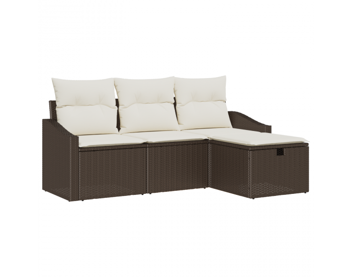 Sonata H 4 части комплект градински дивани с възглавници кафяв полиратан