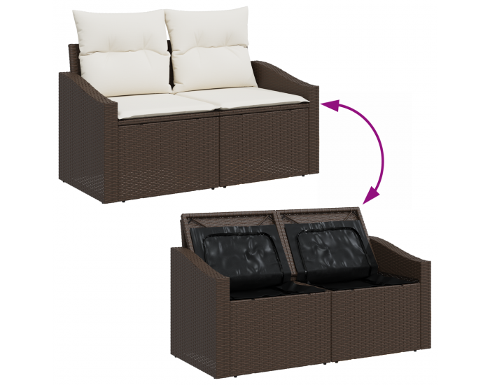 Sonata H 4 части комплект градински дивани с възглавници кафяв полиратан