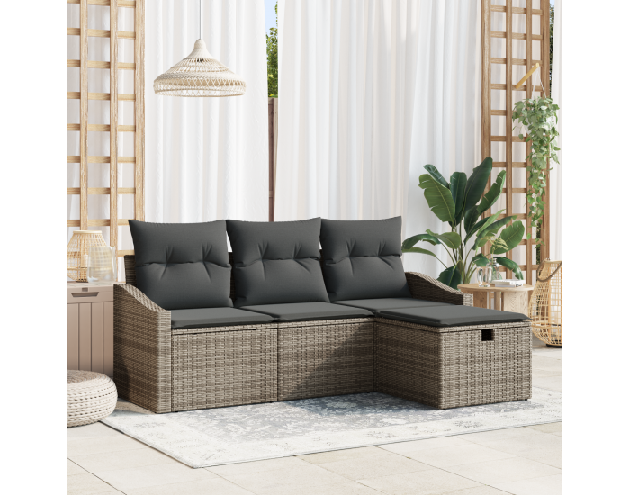 Sonata H 4 Частен комплект градински дивани с възглавници Сиво Полимерен ратан