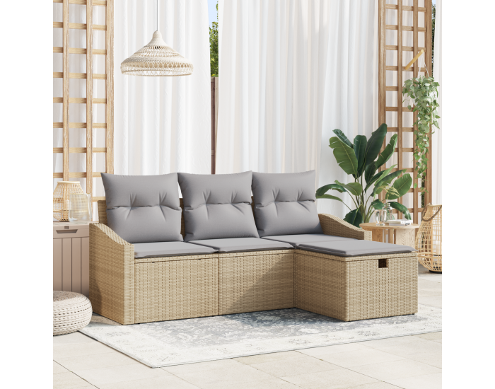 Sonata H 4 части градински диван с възглавници бежов полиротан