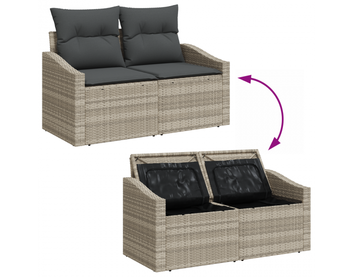 Sonata H 4-основен комплект диван за градина с възглавници светлосив полиратан