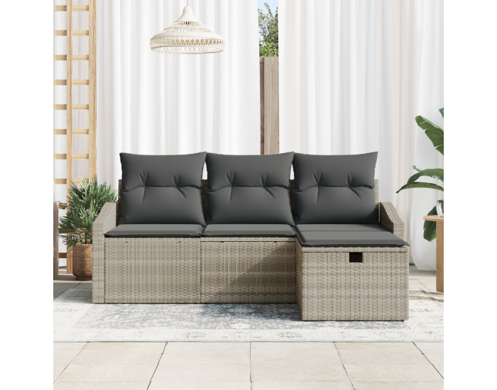 Sonata H 4-основен комплект диван за градина с възглавници светлосив полиратан